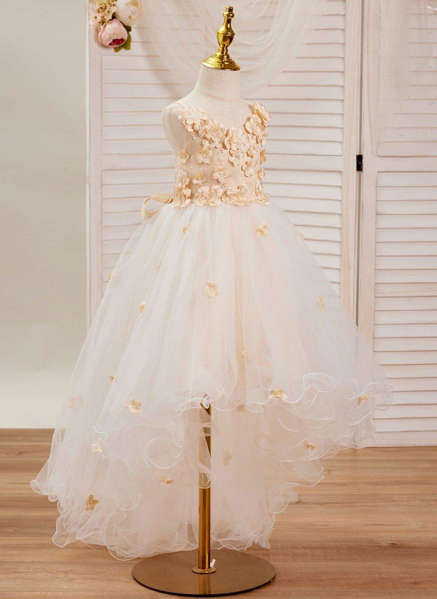 NumberSea - A - line Tulle Asymmetrical Ivory Dress (010220938)