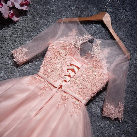 A-line Tulle Homecoming Dresses Scoop Pink Short/Mini Prom Dresses