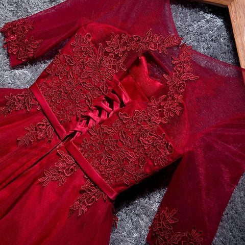 A-line Tulle Homecoming Dresses Scoop Red Short/Mini Prom Dresses