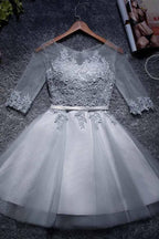 Vestidos de fiesta de tul con corte A y escote redondo, cortos o mini