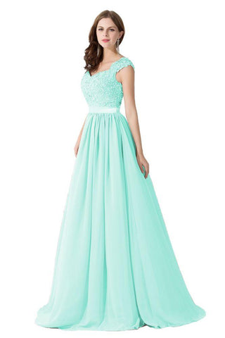 A-line V Neck Chiffon Bridesmaid Dress with Appliques