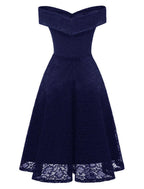 NumberSea - A - Line WE Party Dress Wedding Guest Holiday Knee Length Short Sleeve Off Shoulder Bridesmaid Dress Lace with Pleats Lace Insert