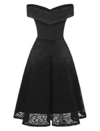 NumberSea - A - Line WE Party Dress Wedding Guest Holiday Knee Length Short Sleeve Off Shoulder Bridesmaid Dress Lace with Pleats Lace Insert