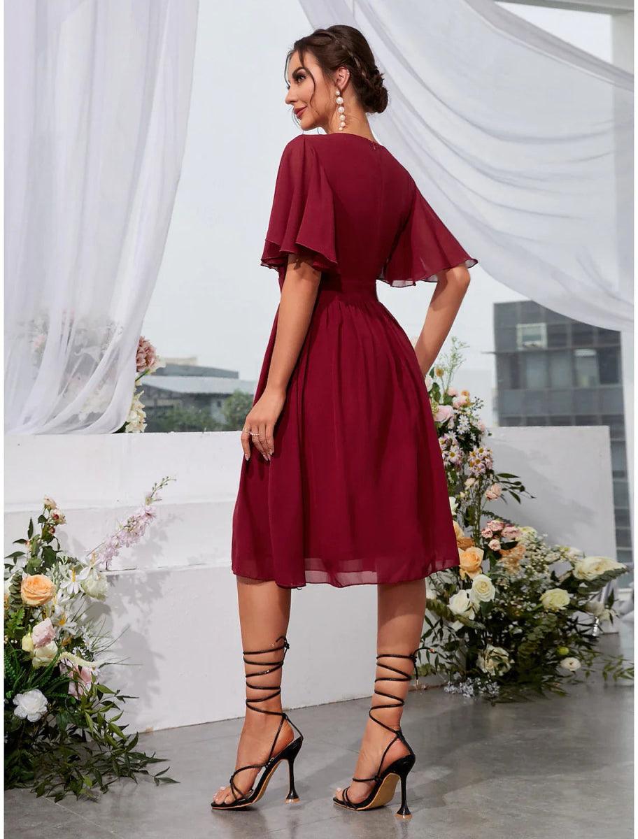 A-Line Wedding Guest Dresses Elegant Dress Holiday Graduation Knee Len