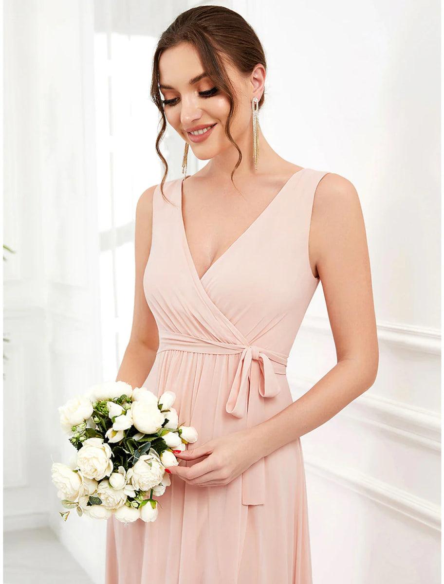 NumberSea - A - Line Wedding Guest Dresses Elegant Dress Party Wear Asymmetrical Sleeveless Spaghetti Strap Chiffon with Ruffles Slit