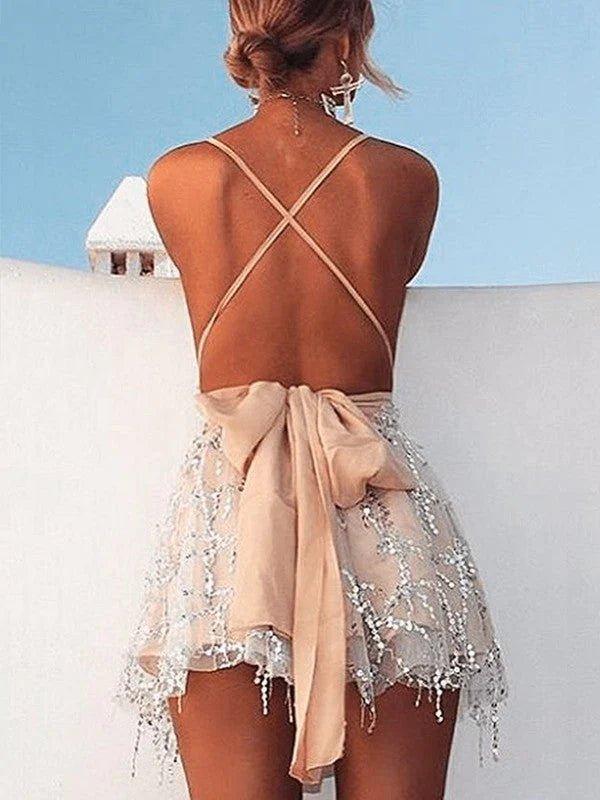 NumberSea - A - Line/Princess Beading Halter Sleeveless Short/Mini Homecoming Dress