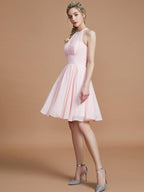 NumberSea - A - Line/Princess Chiffon Knee - Length Sleeveless Scoop Bridesmaid Dresses