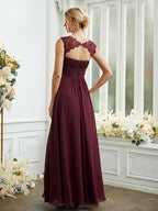 NumberSea - A - Line/Princess Chiffon Lace Scoop Sleeveless Floor - Length Bridesmaid Dresses