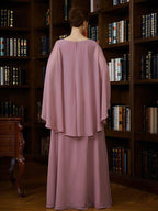 NumberSea - A - Line/Princess Chiffon Ruched V - neck 3/4 Sleeves Floor - Length Mother of the Bride Dresses