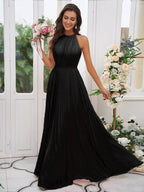 NumberSea - A - Line/Princess Chiffon Ruffles Halter Sleeveless Floor - Length Bridesmaid Dresses