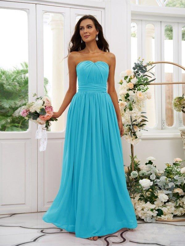 NumberSea - A - Line/Princess Chiffon Ruffles Strapless Sleeveless Floor - Length Bridesmaid Dresses