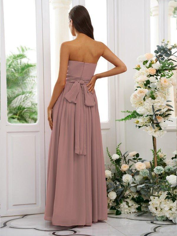 NumberSea - A - Line/Princess Chiffon Ruffles Strapless Sleeveless Floor - Length Bridesmaid Dresses