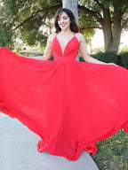NumberSea - A - Line/Princess Chiffon Spaghetti Straps Ruffles Sleeveless Floor - Length Dresses