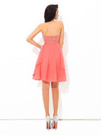 NumberSea - A - Line/Princess Halter Beading Sleeveless Short Chiffon Cocktail Dresses