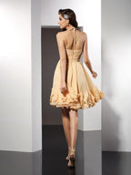 NumberSea - A - Line/Princess Halter Ruffles Sleeveless Short Chiffon Cocktail Dresses