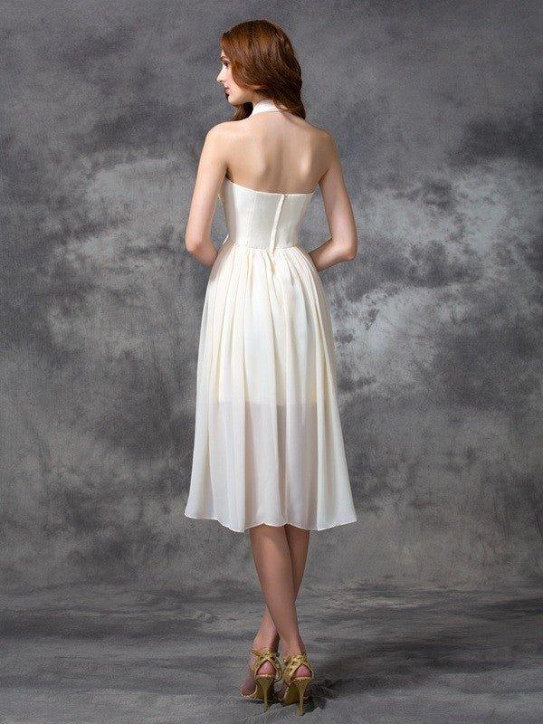 NumberSea - A - line/Princess Halter Sequin Sleeveless High Low Chiffon Cocktail Dresses