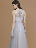 NumberSea - A - Line/Princess Halter Sleeveless Floor - Length Ruffles Tulle Bridesmaid Dresses