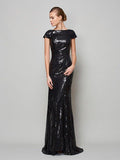 NumberSea - A - Line/Princess High Neck Short Sleeves Long Mother of the Bride Dresses