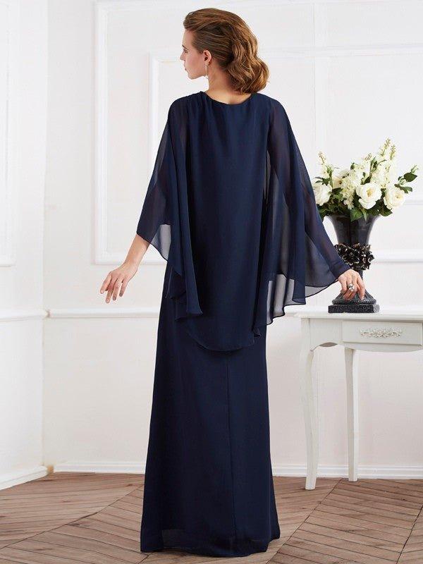 NumberSea - A - Line/Princess High Neck Sleeveless Long Chiffon Mother of the Bride Dresses