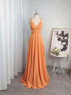 NumberSea - A - Line/Princess Jersey Ruched V - neck Sleeveless Floor - Length Bridesmaid Dresses