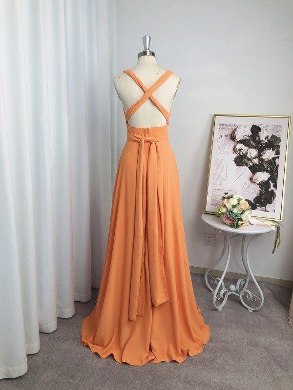 NumberSea - A - Line/Princess Jersey Ruched V - neck Sleeveless Floor - Length Bridesmaid Dresses