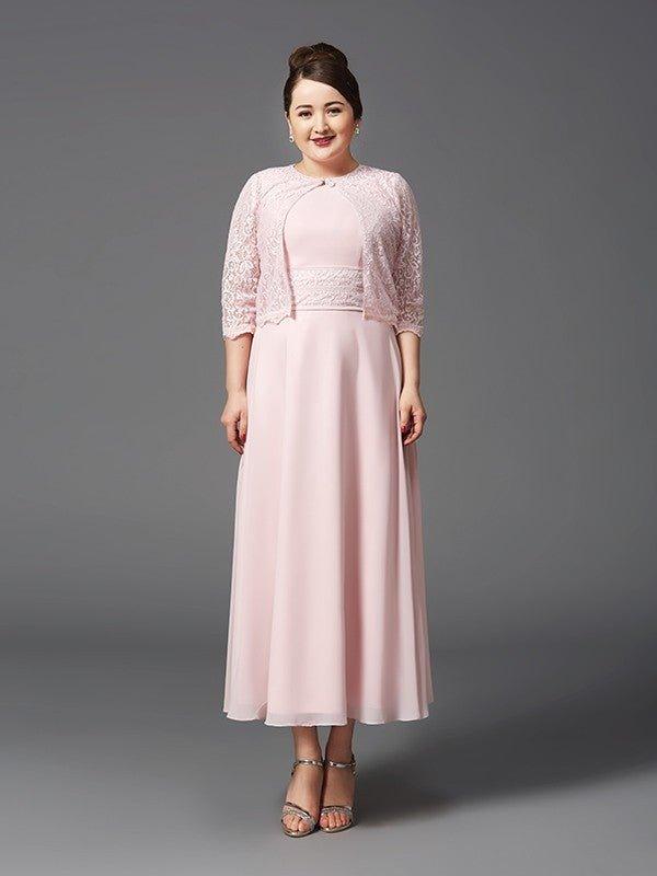 NumberSea - A - Line/Princess Jewel Lace Sleeveless Long Chiffon Mother of the Bride Dresses