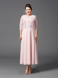 NumberSea - A - Line/Princess Jewel Lace Sleeveless Long Chiffon Mother of the Bride Dresses