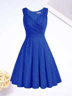 NumberSea - A - Line/Princess Lace Ruched V - neck Sleeveless Short/Mini Dresses