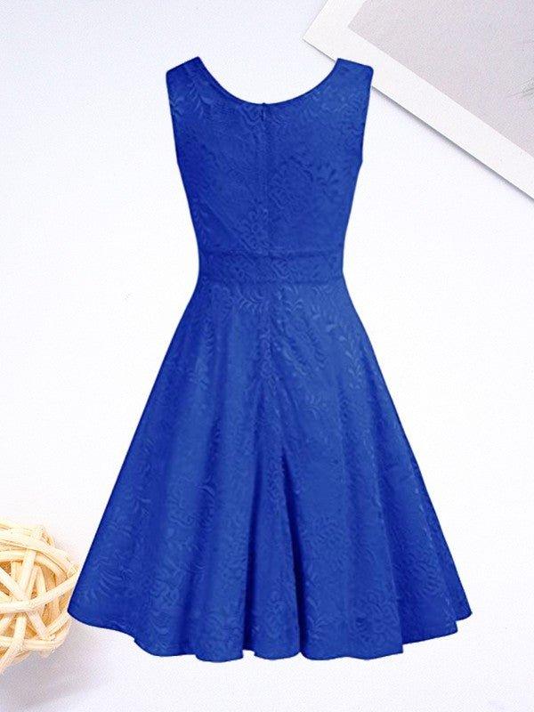 NumberSea - A - Line/Princess Lace Ruched V - neck Sleeveless Short/Mini Dresses