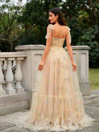 NumberSea - A - Line/Princess Lace Ruffles Straps Sleeveless Sweep/Brush Train Dresses