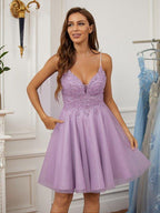 NumberSea - A - Line/Princess Lace V - neck Sleeveless Short/Mini Dresses