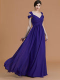 NumberSea - A - Line/Princess Off - the - Shoulder Sleeveless Floor - Length Ruched Chiffon Bridesmaid Dresses