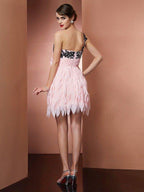 NumberSea - A - Line/Princess One - Shoulder Sleeveless Hand - Made Flower Short Chiffon Homecoming Dresses