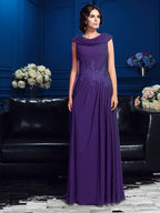 NumberSea - A - Line/Princess Pleats Sleeveless Long Chiffon Mother of the Bride Dresses