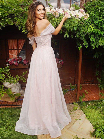 NumberSea - A - Line/Princess Ruched Off - the - Shoulder Short Sleeves Sweep/Brush Train Dresses