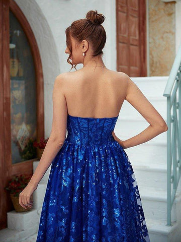 NumberSea - A - Line/Princess Ruffles Strapless Sleeveless Floor - Length Dresses