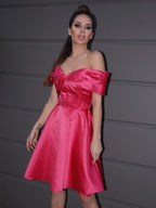 NumberSea - A - Line/Princess Satin Off - the - Shoulder Ruched Sleeveless Short/Mini Homecoming Dresses