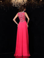 NumberSea - A - Line/Princess Scoop Beading Sleeveless Long Chiffon Dresses #51243
