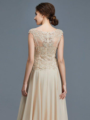 NumberSea - A - Line/Princess Scoop Sleeveless Ruffles Chiffon Floor - Length Mother of the Bride Dresses
