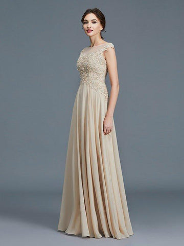 NumberSea - A - Line/Princess Scoop Sleeveless Ruffles Chiffon Floor - Length Mother of the Bride Dresses