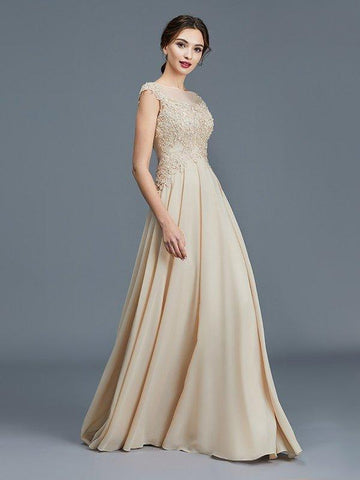 NumberSea - A - Line/Princess Scoop Sleeveless Ruffles Chiffon Floor - Length Mother of the Bride Dresses