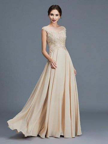NumberSea - A - Line/Princess Scoop Sleeveless Ruffles Chiffon Floor - Length Mother of the Bride Dresses
