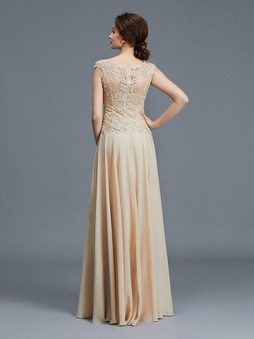 NumberSea - A - Line/Princess Scoop Sleeveless Ruffles Chiffon Floor - Length Mother of the Bride Dresses