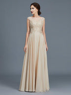 NumberSea - A - Line/Princess Scoop Sleeveless Ruffles Chiffon Floor - Length Mother of the Bride Dresses