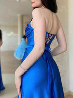 NumberSea - A - Line/Princess Silk like Satin Ruched Strapless Sleeveless Floor - Length Dresses