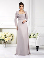 NumberSea - A - Line/Princess Strapless Beading Sleeveless Long Chiffon Mother of the Bride Dresses