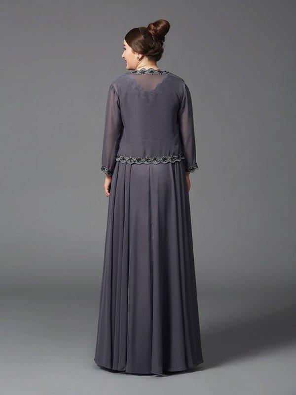 NumberSea - A - Line/Princess Straps Lace Sleeveless Long Chiffon Mother of the Bride Dresses