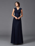 NumberSea - A - Line/Princess Straps Lace Sleeveless Long Chiffon Mother of the Bride Dresses