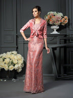 NumberSea - A - Line/Princess Straps Lace Sleeveless Long Taffeta Mother of the Bride Dresses