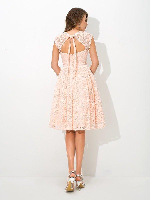A-Line/Princess Straps Lace Sleeveless Short Lace Bridesmaid Dresses US 2 / UK 6 / EU 32 A-Line/Princess Straps Lace Sleeveless Short Lace Bridesmaid Dresses US 2 / UK 6 / EU 32